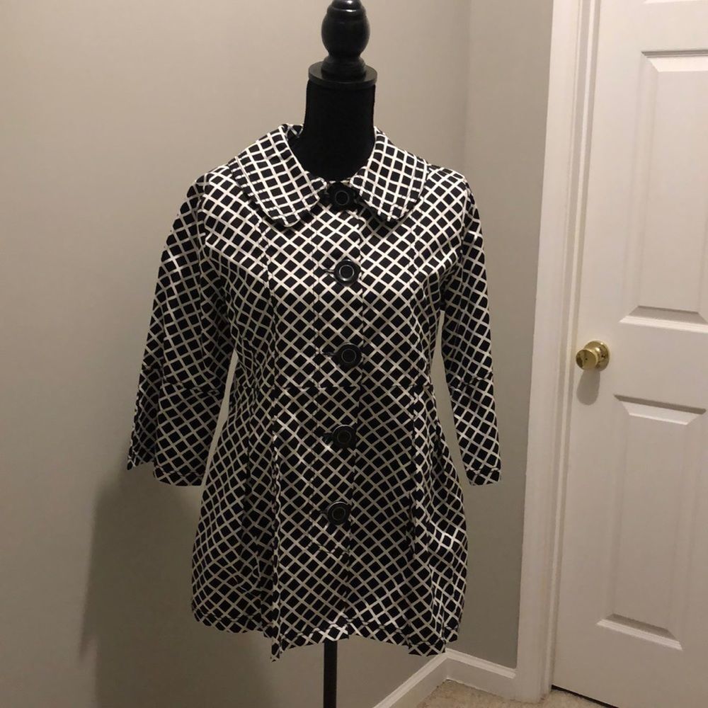 Frazzle black and white diamond print jacket, NWT - Picture 1 of 5